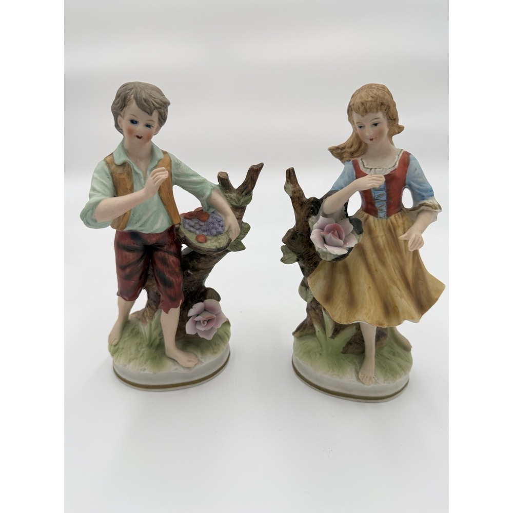 Ceramic Boy and‎ Girl Figurines Multicolor Glossy Children's Decor